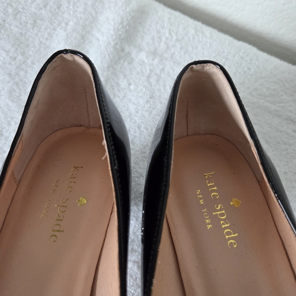 Kate Spade Charlize Glitter Heel Pumps Women's Size 7.5 Patent Leather Black - Picture 11 of 15